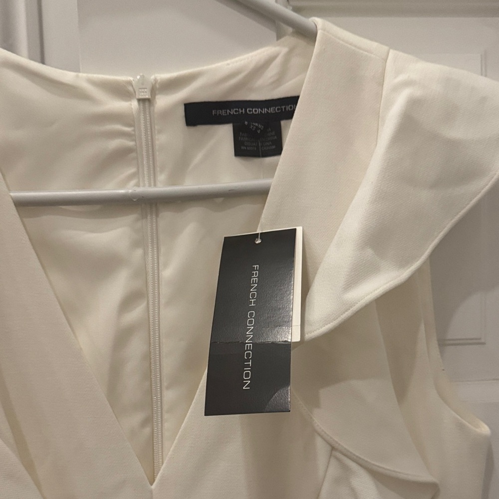 French Connection Cream Ruffle Mini Dress - Picture 3 of 6